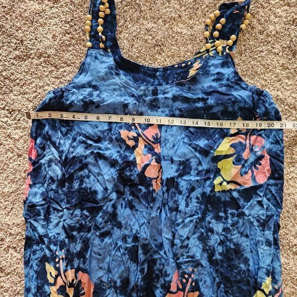 Boho Midi Bamboo J&J Tie Dye Rope Beaded Strap Dress Hawaii Sytle - Picture 5 of 6